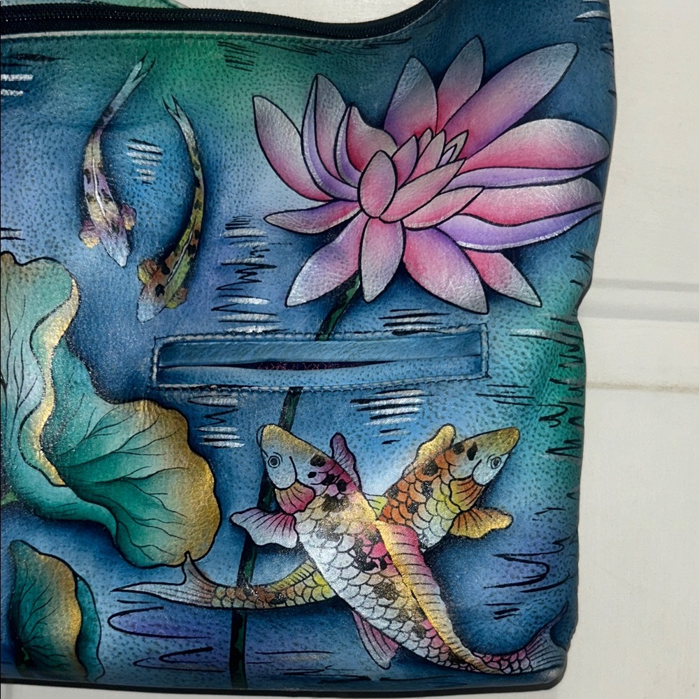Anuschuka Karmic Koi Blue and Green Shoulder Bag - Picture 2 of 7
